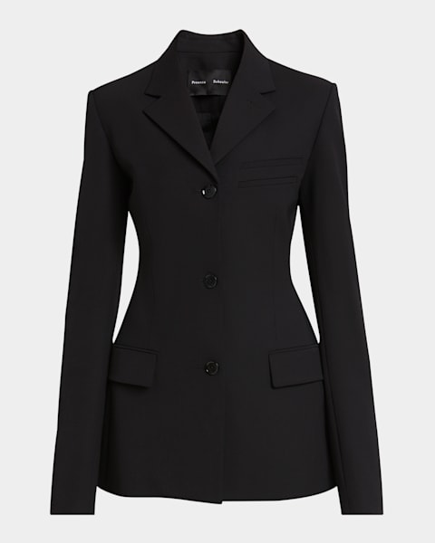 25SSS　STRIPED SINGLE BREASTED JACKET St. John Pinstripe Single-Breasted Suiting Jacket | Neiman