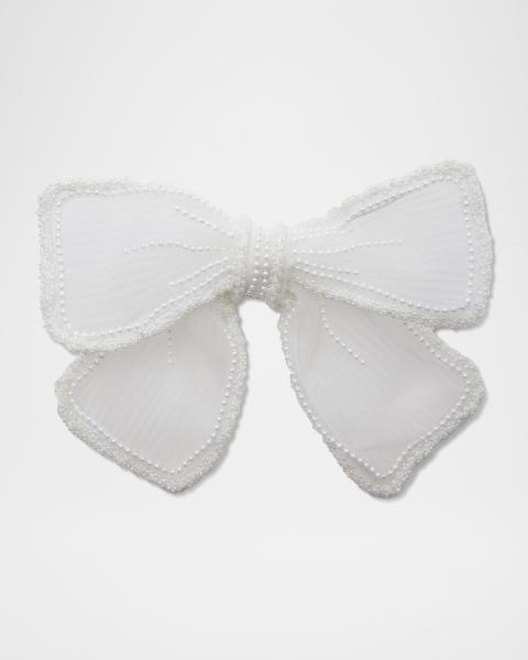 Lele Sadoughi Bardot Faux Leather Bow Barrette | Neiman Marcus display picture 1