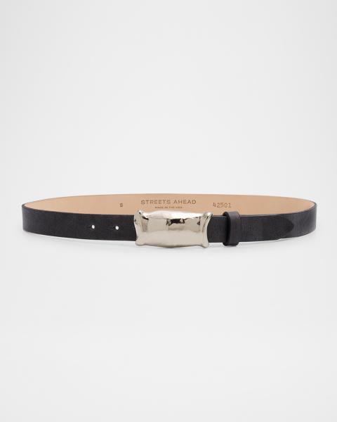 Neiman Marcus by Streets Ahead wide black leather Belt Size M s-l400.jpg main image 4