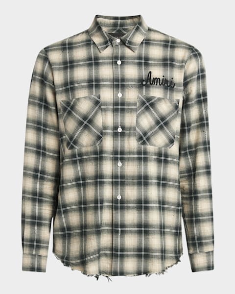 関税送料込み■Amiri■Ma quad bleached flannel shirt AMIRI Black & White MA Quad Bleach Flannel Shirt Amiri