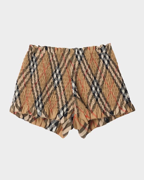 Girl's Marcy Check Wide-Leg Shorts, Size 6M-2