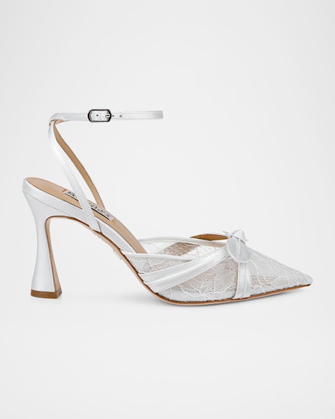 Fabia Embellished Buckle Satin Pumps