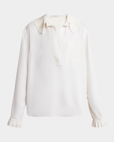 FRAME The Ruffle Collar Top | Neiman Marcus