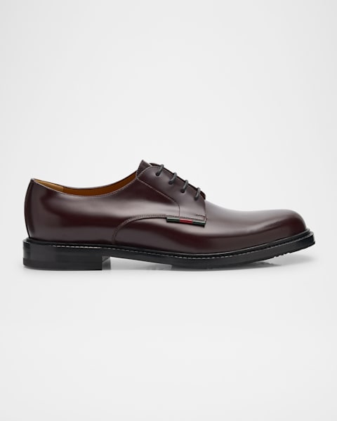 Gucci William Leather Derby Shoes - Red Amaran