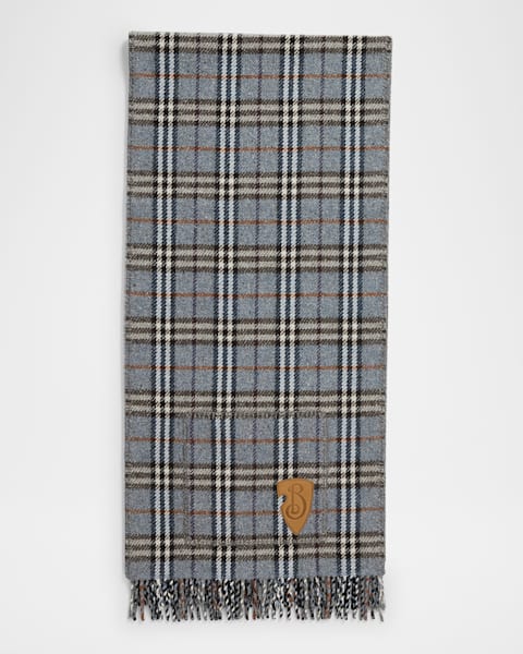 Burberry Men's Wool Logo B-Shield Scarf | Neiman Marcus