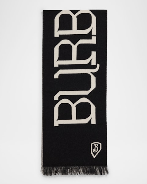 【BURBERRY】MU B SHIELD GRAPHIC SCARF Burberry Men's Wool Logo B-Shield Scarf | Neiman Marcus