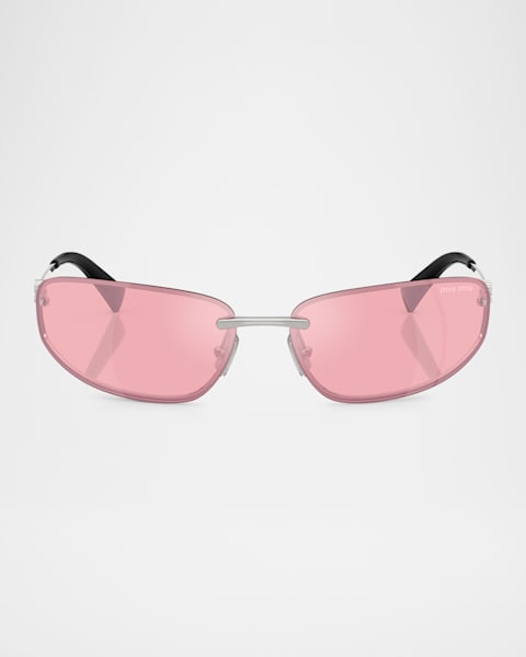 Miu Miu MU 54YS 80 Rimless Titanium Wrap Sunglasses | Neiman Marcus