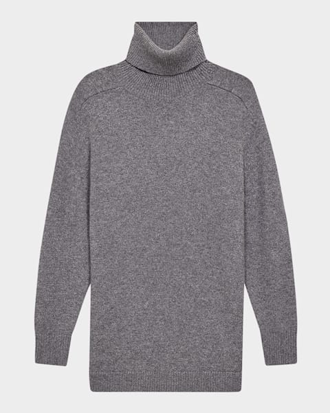 Brown Alpaca & Wool Blend Turtleneck Sweater - Sweaters