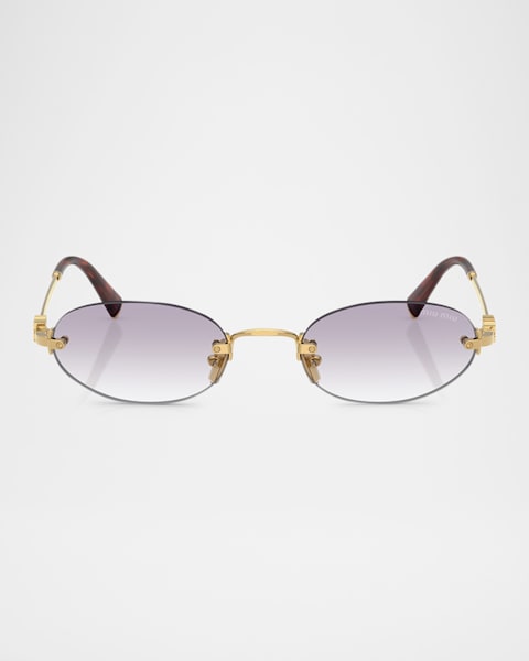 Miu Miu Gradient Metal Oval Sunglasses | Neiman Marcus