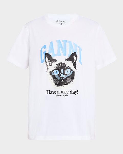 Ganni Basic Jersey Short-Sleeve Bear T-Shirt | Neiman Marcus