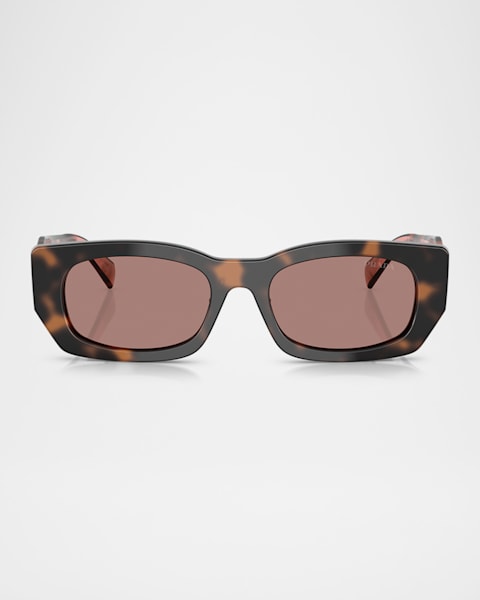 Prada Engraved Logo Metal & Plastic Oval Sunglasses | Neiman Marcus