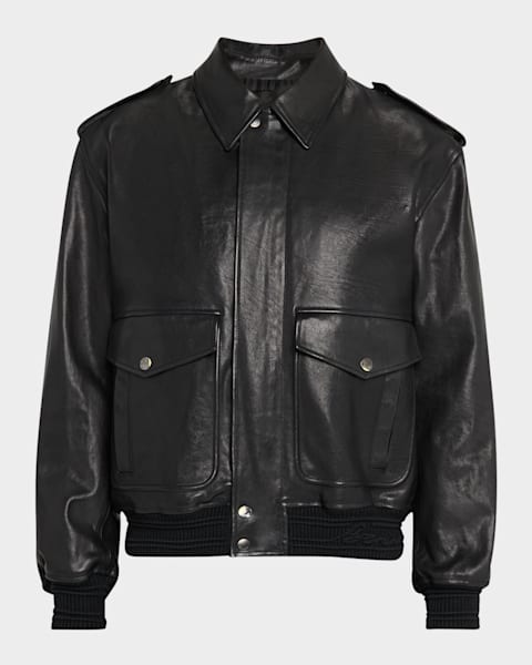 Burberry Men's Wool Military Bomber Jacket | Neiman Marcus