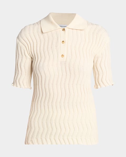 Bottega Veneta Oversized Crop Polo Shirt | Neiman Marcus