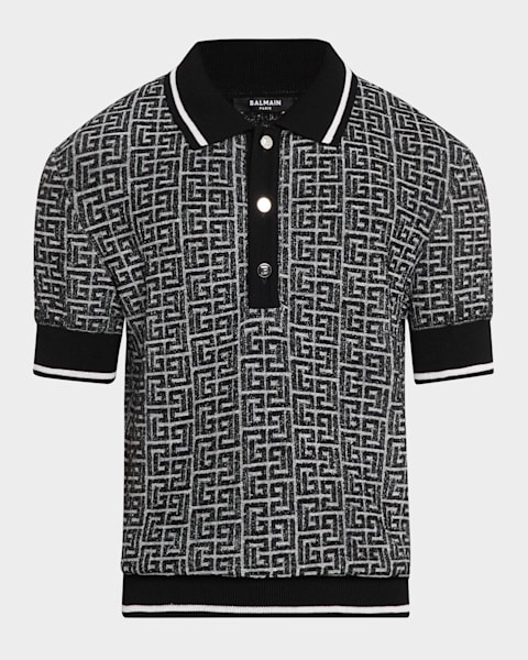 Tシャツ・カットソー BALMAIN FW24 'Monogram' polo shirt (DH1GB000JB82 0FA) Balmain Monogram Polo Shirt size XXL | eBay
