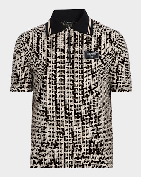 Tシャツ・カットソー BALMAIN FW25 MONOGRAM POLO (FH1GB020KI80 GFE) Balmain Monogram Short-Sleeved Polo Shirt – Cettire
