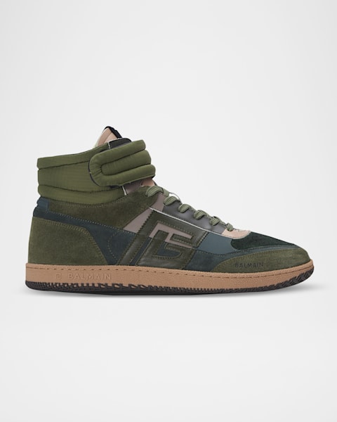 Balmain Men's Swan Calfskin Mirror-Leather Low-Top Sneakers