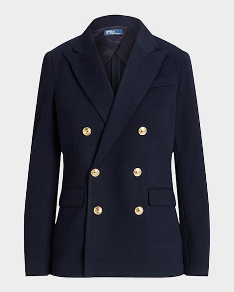 Double-Breasted Stretch Wool Blazer