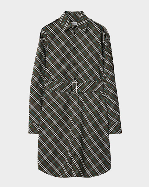 Burberry Check Belted Shirt Dress | Neiman Marcus