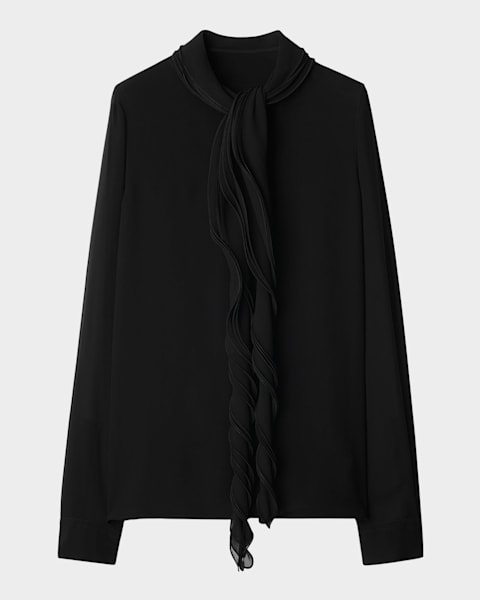 JW Anderson Lace Trim V-Neck Cotton Blouse | Neiman Marcus