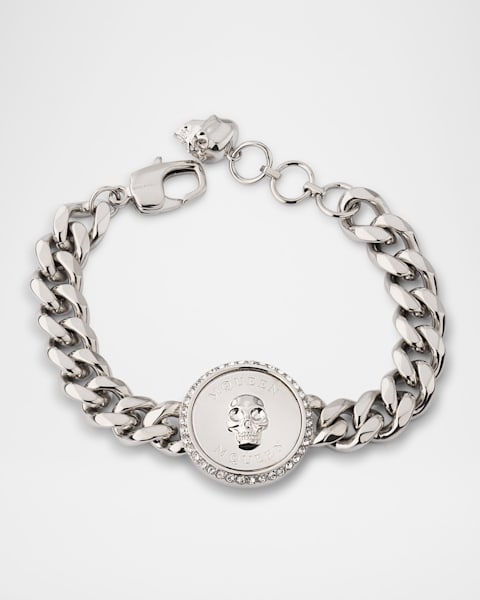 McQueen Men's Skull Woven Leather Cord Bracelet | Neiman Marcus