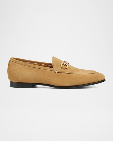 Gucci Sylke Suede Shearling-Lined Horsebit Loafers | Neiman Marcus
