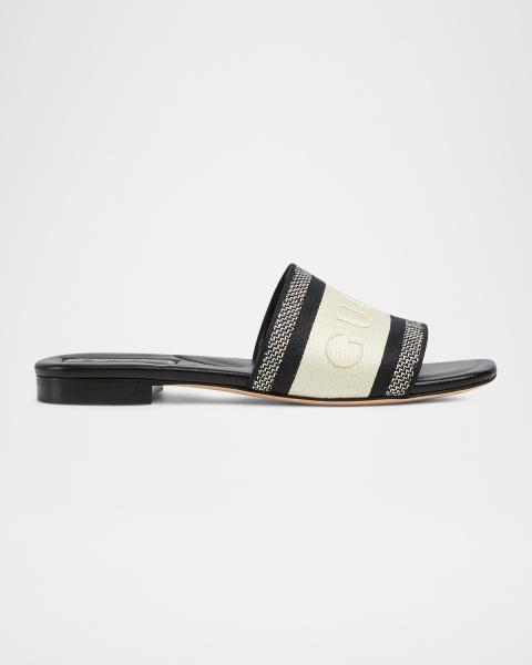 Gucci Black and Cream Logo Slides Gucci Stripe Rubber Slide - Cream | Editorialist main image 4