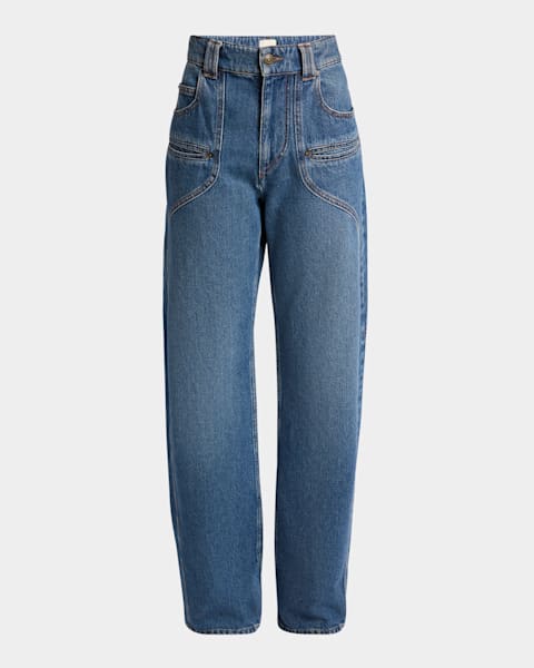 Isabel Marant Brinley Buckle Denim Jeans | Neiman Marcus