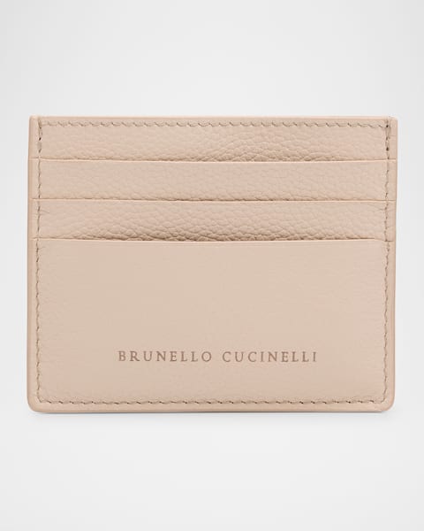 Saint Laurent YSL Monogram Card Case in Grained Leather