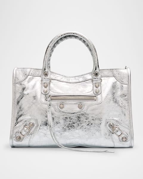 【BALENCIAGA】NANO MONACO BAG Balenciaga Monaco Nano Metallic Leather Crossbody Bag