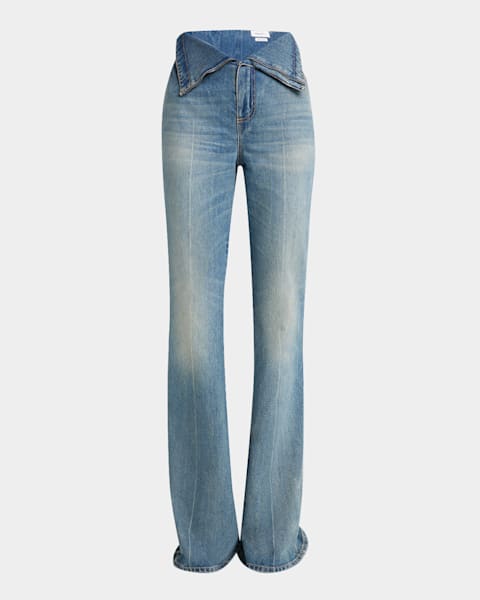 Bottega Veneta High-Rise Wide-Leg Denim Boyfriend Trousers
