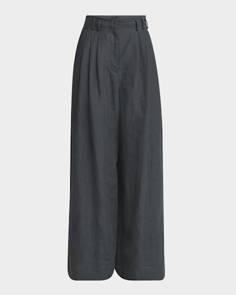 Chloe Wide-Leg Stretch Wool Trousers | Neiman Marcus