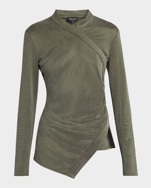 Giorgio Armani Striped Twist-Cutout Top | Neiman Marcus