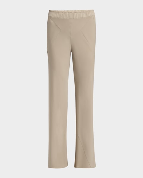 Giorgio Armani Silk Satin Pleated Straight-Leg Trousers