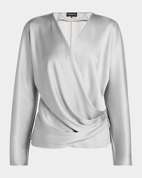 Giorgio Armani Silk Georgette Wrap Blouse | Neiman Marcus