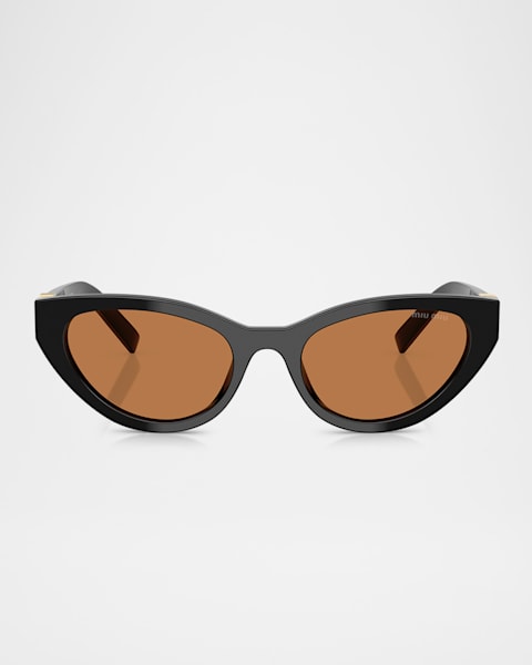 Miu Miu Logo Acetate Rectangle Sunglasses | Neiman Marcus