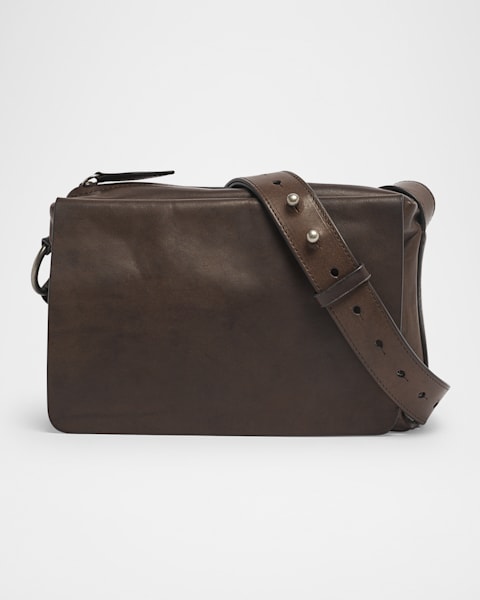 Dries Van Noten Men's Double Two-Tone Leather Tote Bag