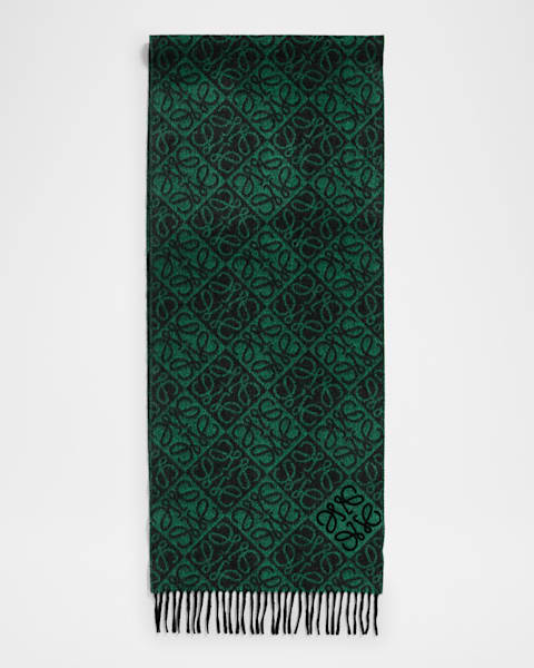 Loewe Jacquard Anagram Wool & Silk Stole | Neiman Marcus
