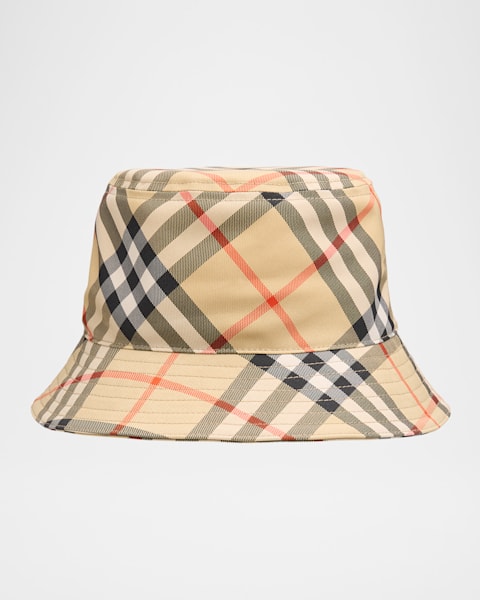 Gabardine Reversible Check-Print Bucket Hat