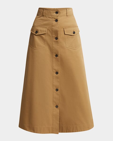 Saint Laurent Leather Pencil Skirt with Patch Pockets