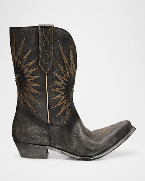 Dries Van Noten Men's Shearling-Lined Leather Western Boots