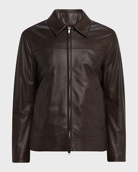 Brioni Men's Soft Grain Deerskin Bomber Jacket | Neiman Marcus