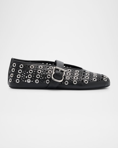 バレエシューズ ALAIA FLAT BIKER BALLERINAS IN SUEDE ALAIA Biker Suede Ballerina Flats | Neiman Marcus