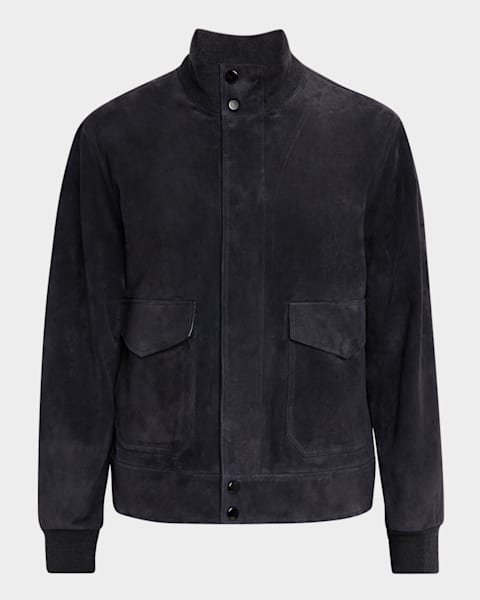 dunhill Men's Harrington Full-Zip Leather Jacket | Neiman Marcus