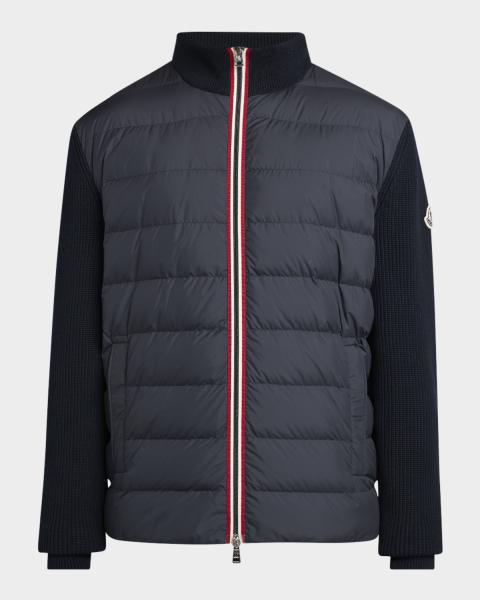 Moncler Men's Quilted Knit Hybrid Full-Zip Cardigan | Neiman Marcus