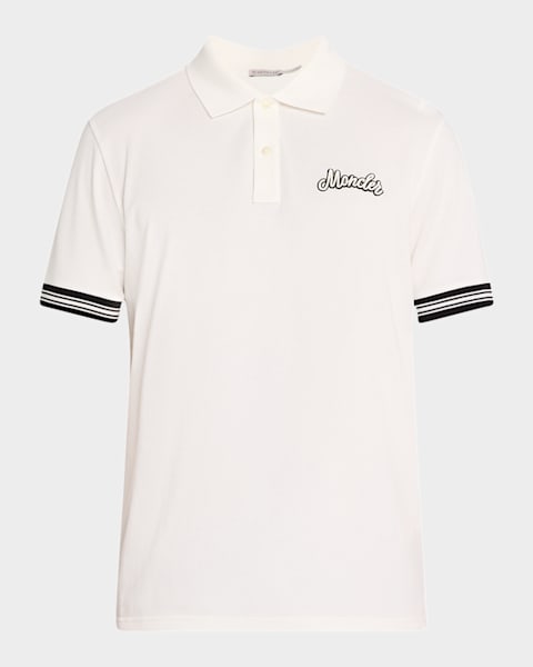 Moncler Men's Cotton Archive Logo Polo Shirt | Neiman Marcus