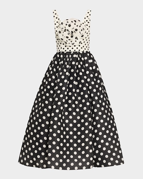 Jacquemus Rita Polka-Dot Off-The-Shoulder Gown | Neiman Marcus
