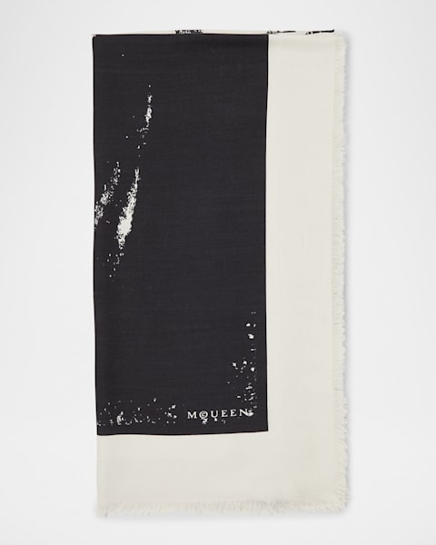 Saint Laurent YSL Optical Striped Silk Square Scarf | Neiman