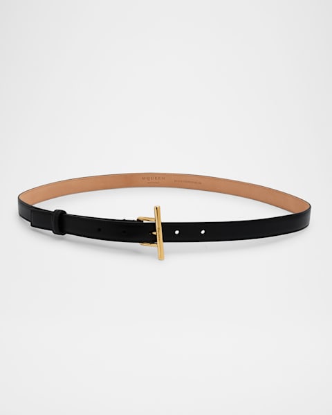 ベルト Mcqueen 'Geometric' Belt McQueen Wide Leather Belt with Large Geometric Buckle