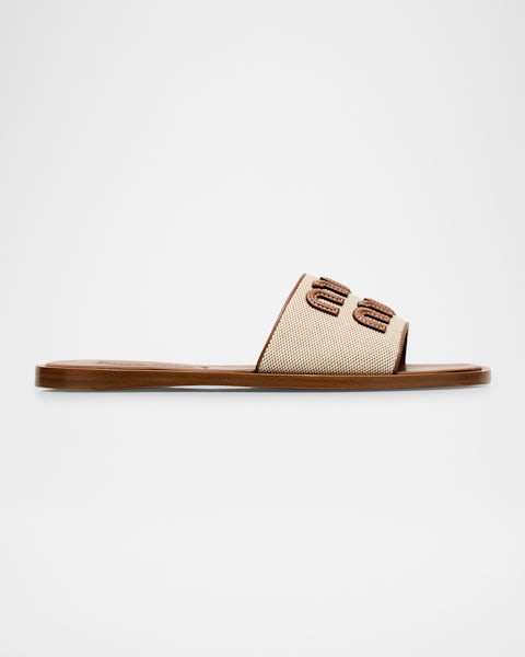Fendi Feel FF Satin Slide Sandals | Neiman Marcus