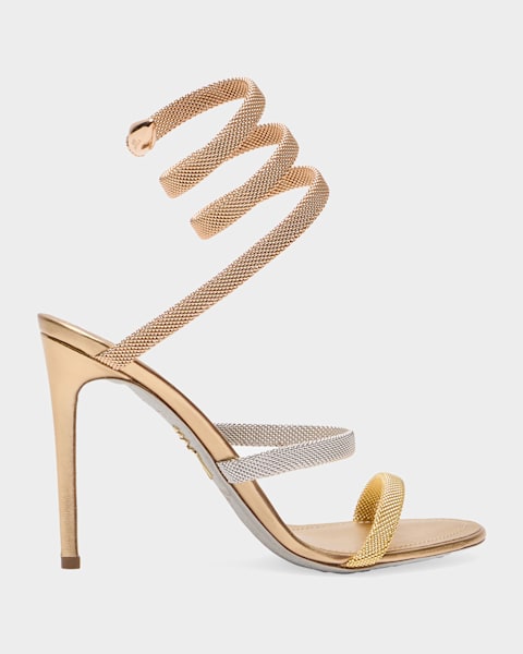 RENE CAOVILLA レネカオヴィラ　スネーク　ハイヒール Rene Caovilla Mirror Snake-Wrap Stiletto Sandals - Bergdorf Goodman